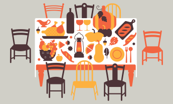 Thanksgiving table illustration
